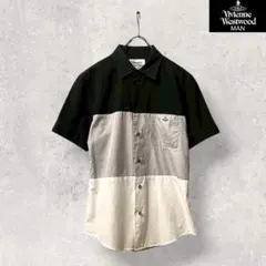 希少rare 90s ヴィヴィアンウエストウッドマン 切替半袖シャツ 44 黒白のサムネイル