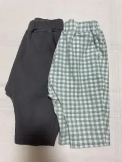 グレーとチェック柄のパンツ2点セット