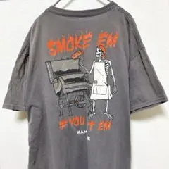 キャンプファイヤー Tシャツ クルーネック 半袖 プリント スカル XL 灰 綿
