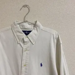 ラルフローレン シャツ ポニー刺繍 ビッグシャツ 白青