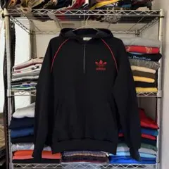 【80s•デサント製】adidasハーフジップパーカー L