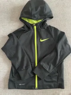 【XS(120~130)】Nike DRI-FIT ブラック/ライム パーカー