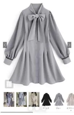 グレイル　ボウタイバックレースアップタックフレアワンピース[tu577]