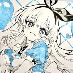 【オリジナル】「触れたら溶けそうな、青。」A4 / アリス/ 手描きイラスト
