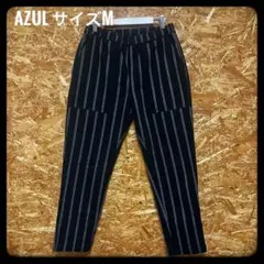 AZUL BY MOUSSY ストライプ イージーテーパードパンツ 黒 Mのサムネイル