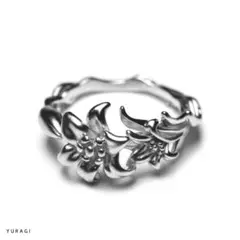 mat silver lily ring-マットシルバーリリーリング