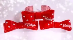 BABY,THE リボンブレスレット & リボンバレッタ ピンク×白 3点セット