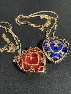 ゼルダ　ハート型ペンダント　2個セット 赤 青　チェーン約25cm