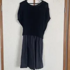 黒 半袖 膝丈ワンピース　9号のサムネイル