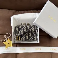 【Dior】Saddle Jasmine カードホルダー オブリーク ジャカード