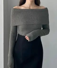 Louere ワイドオフショル長袖ニットトップス