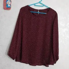 ドット柄長袖チュニック LL