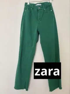 ZARA✨ グリーン 緑 ハイウエストパンツ フレアデニムパンツ EUR34