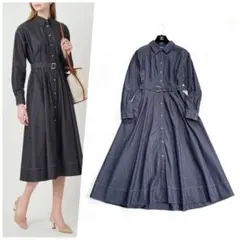 26年 現行品 アナイ ANAYI ライトデニムタック シャツワンピース 36 26年 現行品 アナイ ANAYI ライトデニムタック シャツワンピース 36