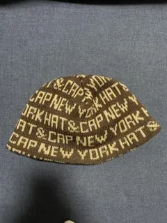 希少 90s USA製 総柄 NY ニューヨーク ニットキャップ ビーニー
