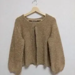 バルーン袖 ブークレ カーディガン ボレロ ベージュ