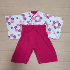 ベビー袴 ロンパース 80サイズ 花柄 ピンク