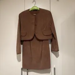 ブラウン スエード風 ジャケットとスカートセット