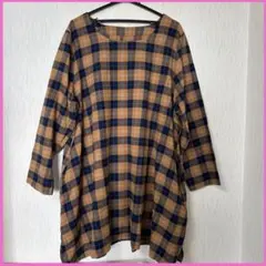 チュニック　チェック柄　オレンジ　ネイビー　レディース　6L 未使用　匿名発送