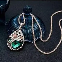 ネックレス　ペンダント　グリーン　薔薇　クラシカル　【1330-780】