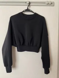 adidas アディダス　ブラック クロップドスウェット　ブラック
