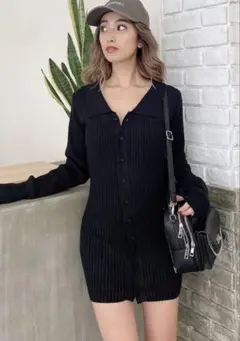 GYDA POLO collar タイトニット ワンピース