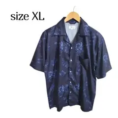 ❣️在庫処分価格❣️ノーブランド☆　メンズ　半袖シャツ　花柄　ネイビー　XL