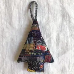 刺し子ツリー型オーナメント(Dreams) 古布リメイク