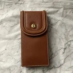 レザー製ブラウン筆箱 スナップボタン式