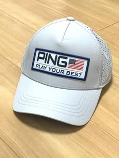 PING ゴルフキャップ（ホワイト系）美品 メッシュ仕様 人気デザイン☆彡