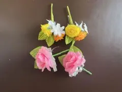 花のクリップブローチ 4点セット