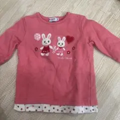 ウサギ刺繍ピンクトレーナー 90cm