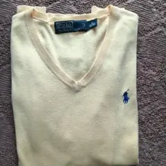 Polo by Ralph Lauren Vネックセーター XS 淡い黄色綿素材