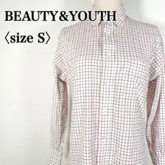 【大人気】ビューティアンドユース　コットン100% ボタンダウンチェックシャツ