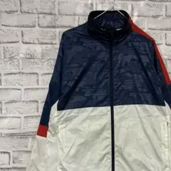 アディダス ナイロンジャケット　ネイビーホワイトM アウトドア0216