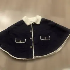 familiar デニム風フリース襟付きベビーポンチョ