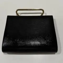 【美品】✨エキゾチックレザー　ハンドバック　ブラック