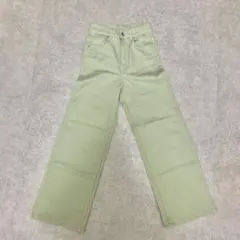 H&M ライトグリーン ワイドデニム