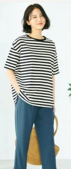【洗える】リンガーボーダー Tシャツ　新品タグ付きのサムネイル