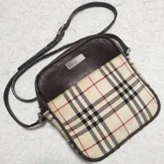 良品 BURBERRY ショルダーバッグ キャンバス ブラウン ノバチェックのサムネイル