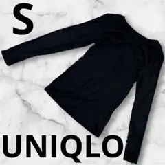 『UNIQLO』レディース エアリズムUVカットクルーネック長袖Tシャツ S 黒