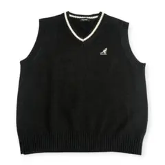 【A4113】KANGOL/メンズ/ニット/ベスト/Mサイズ/ブラックのサムネイル