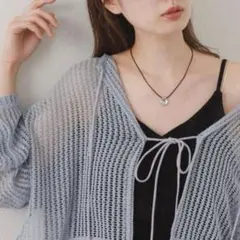 Last and ライトブルー メッシュカーディガン