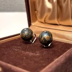 和柄 蒔絵風 球体イヤリング 昭和ヴィンテージ レトロアクセサリー 和装小物