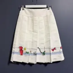 LANVIN ランバン フレアスカート イラスト付き プリーツスカート 36のサムネイル