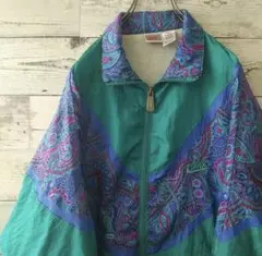 希少☆90s 銀タグ ナイキ 刺繍ロゴ ペイズリー 切替 ナイロンジャケット