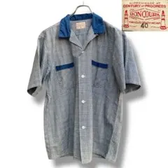 数回着美品 BONCOURA ボンクラ チェック インディゴ切替 半袖シャツ40 数回着美品 BONCOURA ボンクラ チェック インディゴ切替 半袖シャツ40