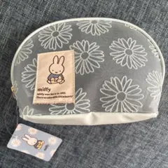 ミッフィー miffy シェル型ポーチ ブルー フラワーシリーズ　チューリップ