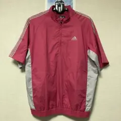 adidas ウィンドブレーカー ハーフジップ 半袖 ピンク XO