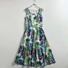 美品　ローラアシュレイ　フラワープリント　コットン　ノースリーブワンピース